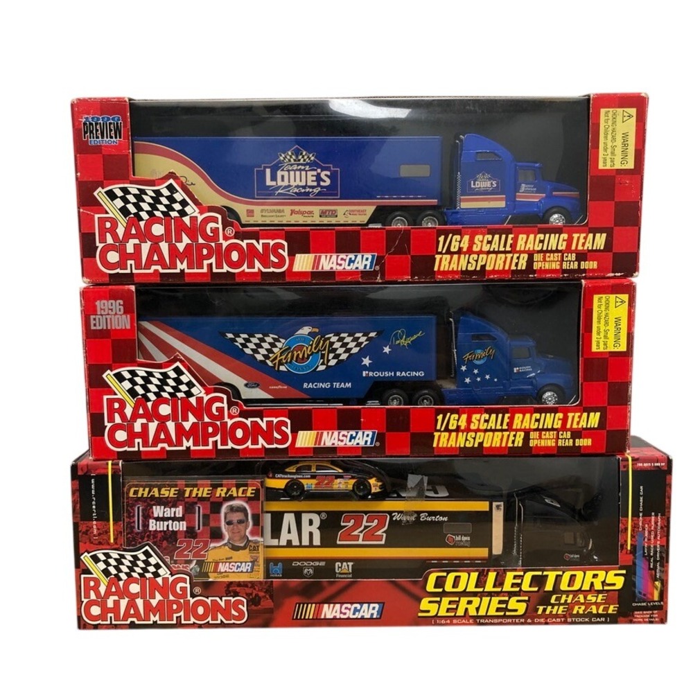 Racing Champions NASCAR Transporters 1/64 Lot 3 Blue Black Lowe's Caterpillar